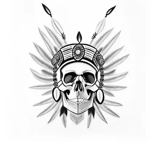 Skull Wearing Chief Headdress