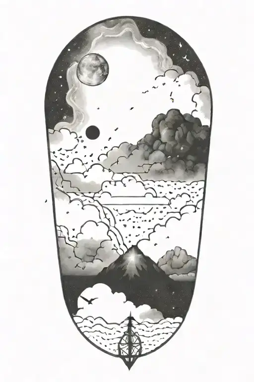 Night Sky Filled With Constellations Moon Thunderstorm Cloud Lightning Dark