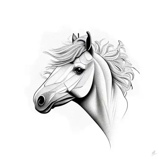 A Playful Depiction Of A Horse Made Entirely Of Geometric Shapes