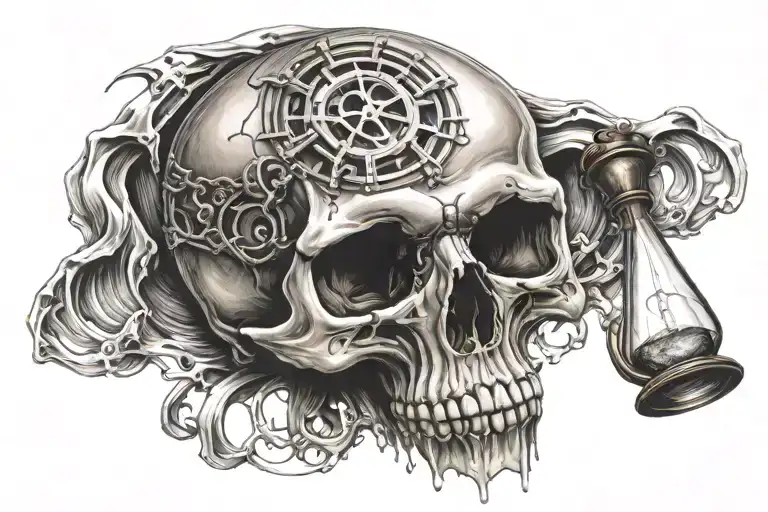 Skull With Hourglass Wrapped