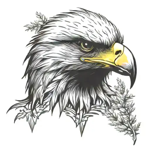 Eagle Head With Trees As The Feathers