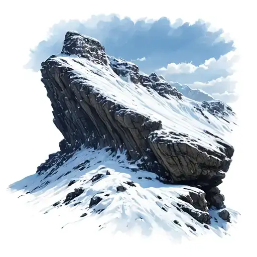 Mountain Rock Snow Very Details In