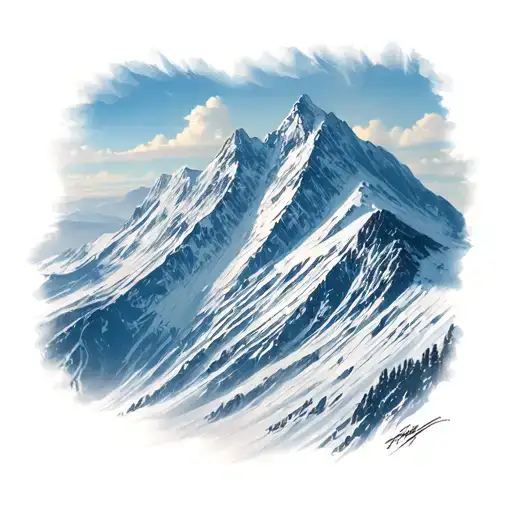 Very Details Snow Top Mountain