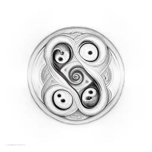 Yin And Yang With Two Baby Fetuses Inside The Yin Yang Representing Babies In A Womb