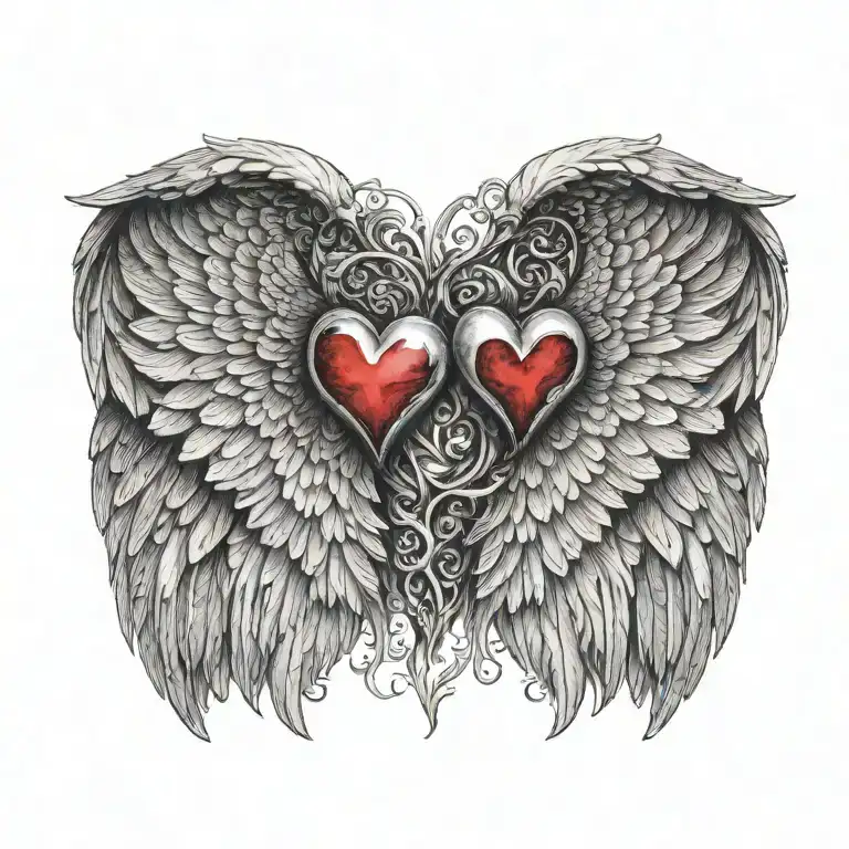 Angel Wing And Devil Wing With Heart In The Middle