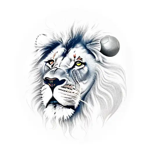 Lion With Football Ball
