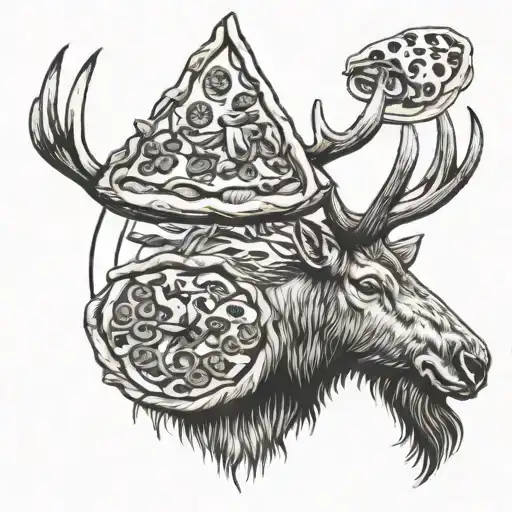 Elk And Chef Hat And Pizza