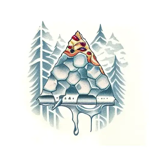 Drinking Wine And Eating Pizza In A Forest