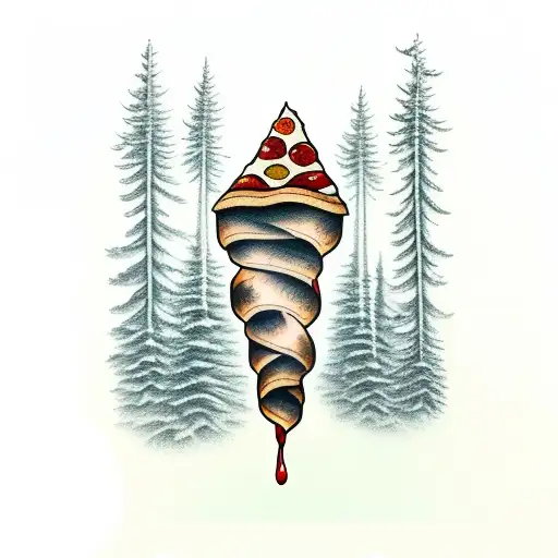 Drinking Wine And Eating Pizza In A Forest