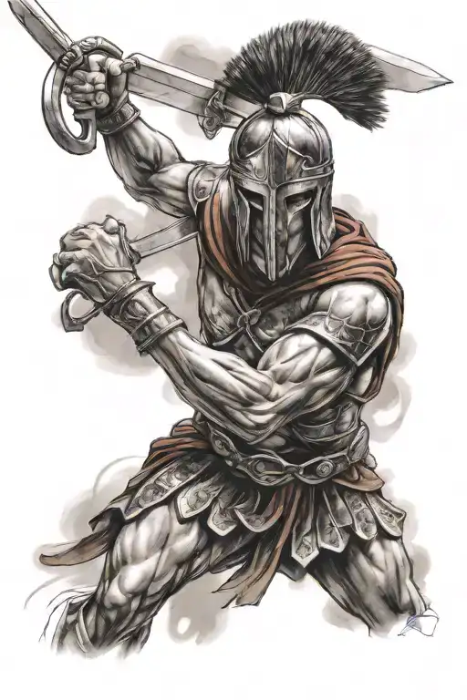 Leonidas King Of Spartan Warrior Battling