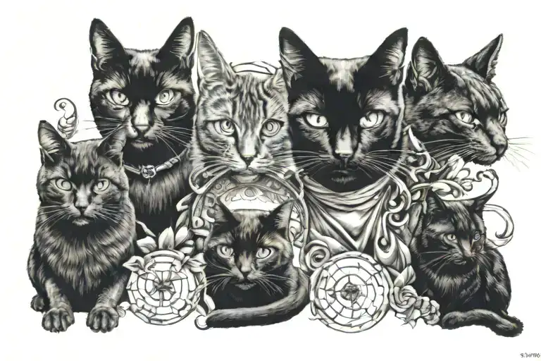 Four Cardinal Stoic Virtues Wisdom Temperance Justice Courage And Black Cat