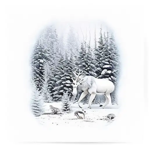 Winter Forest With Animals