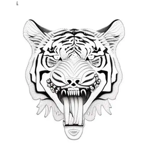 Tiger With Skull In Mouth