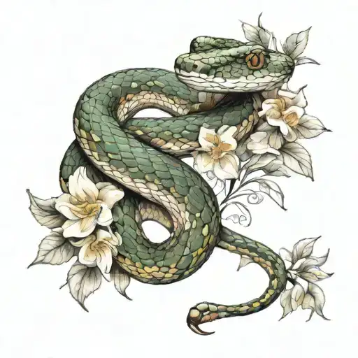 Snake With Flowers