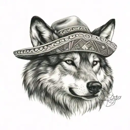 Wolf Head Wearing A Sombrero