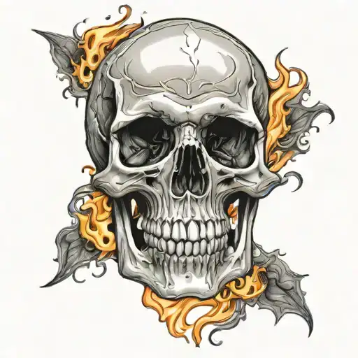 Skull With Flames Coming