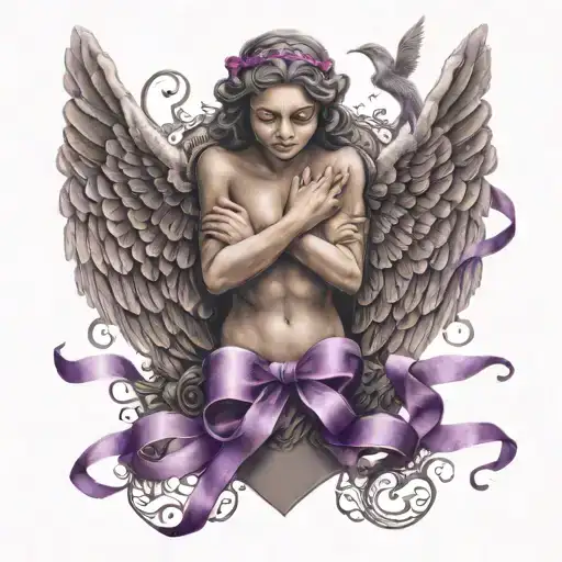 Pancreatic Tumor Purple Ribbon Survivor Guardian Angel