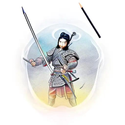 Musashi With His Hand On His Sword Ready To Draw