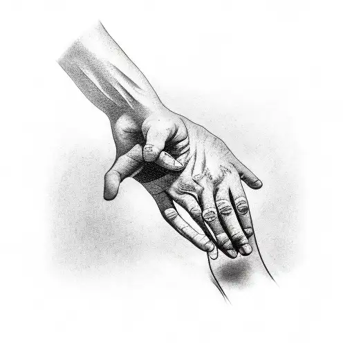 Line Art Of A Hand Touching The Cloak Of Jesus