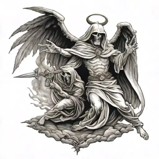 Angel Fighting Grim Reaper