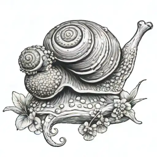 Snail With Mushrooms On The Back