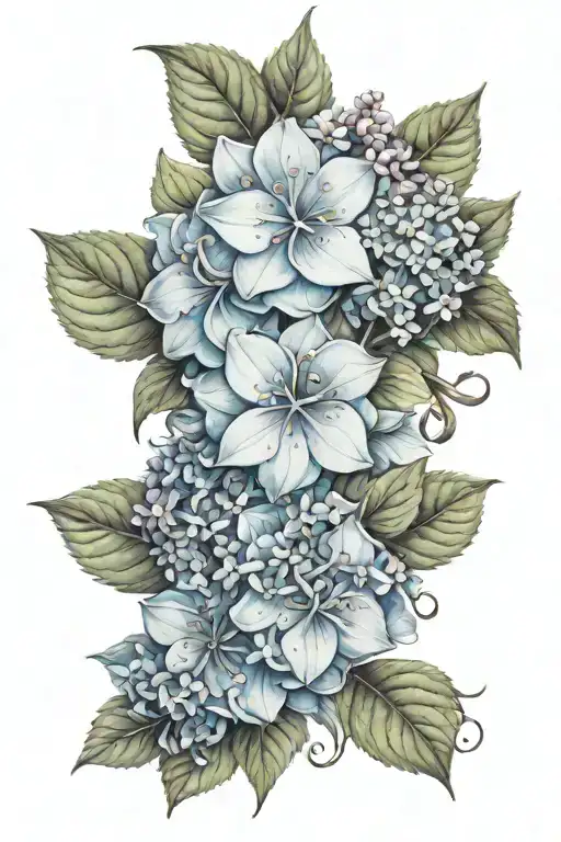 Create An Image Of Hydrangeas Flowers And Aquarius Zodiac Sign Tattoo Ideas