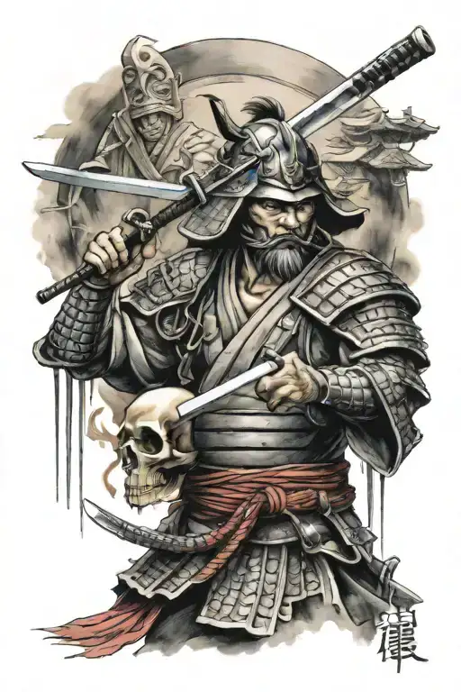 Samurai And A Katana With A Shrine Domain Expansion