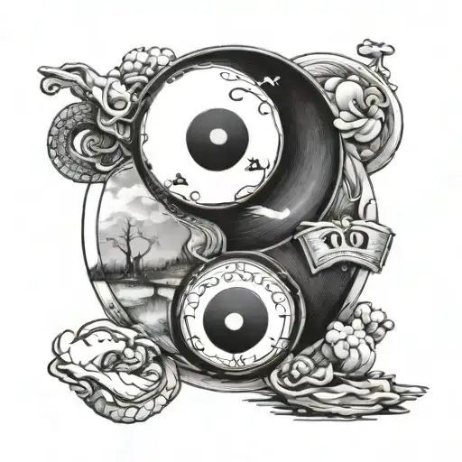 A Yin Yang Symbol With A Teacher Playing Sports On One Side And Practicing Yoga On The Other