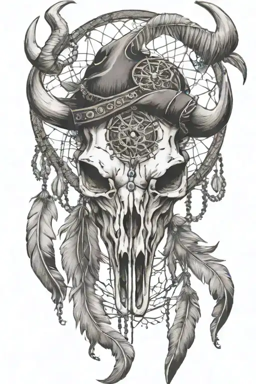 Western Bull Skull Dream Catcher Entangled