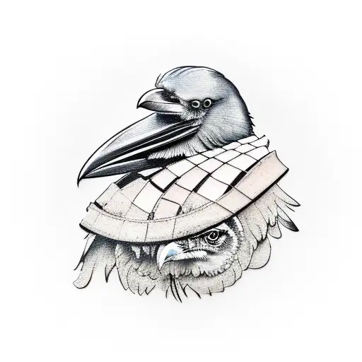 Raven Perched On A Military Helmet