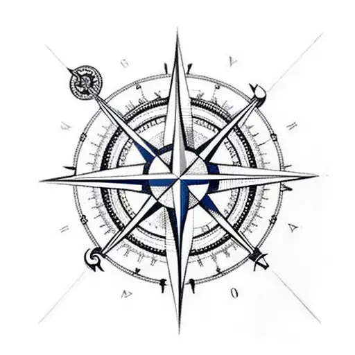 Compass Pointing North West With Ship Wheel Feature And Nautical Features