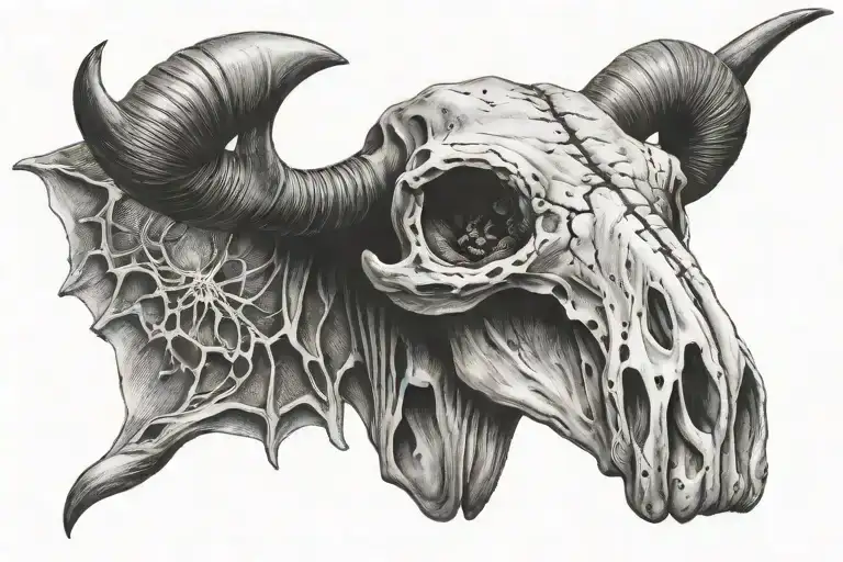Half Aries Half Cow Skull