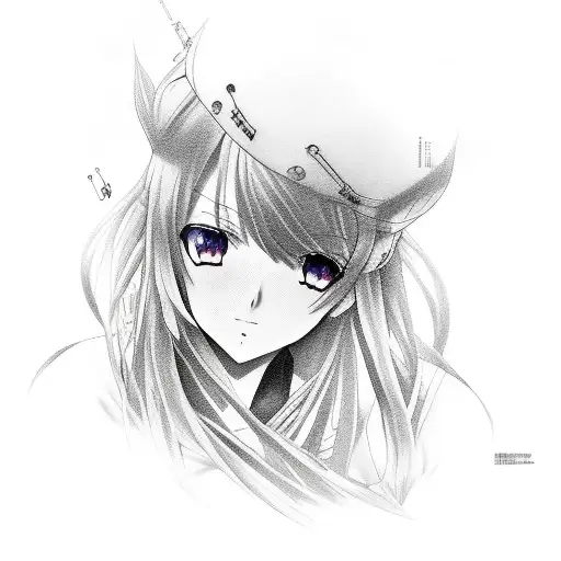 Realistic Portrait Of An Anime Character Surrounded By Musical Notes