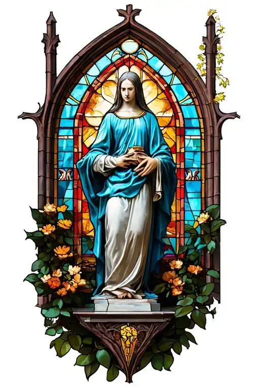 Gothic Stained Glass Statues Cathedral Stained Glass