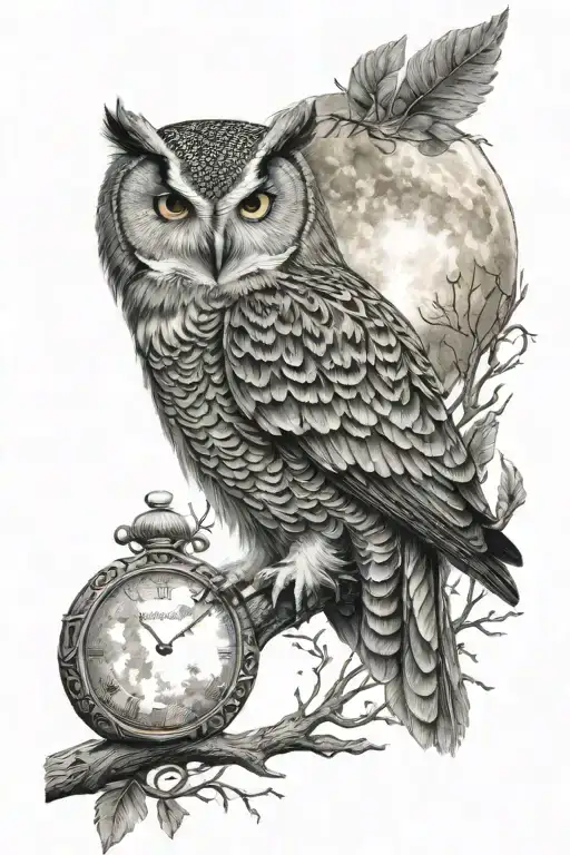 Owl And Moon Shining