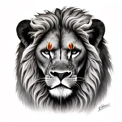 Lion With Scar In The Eye