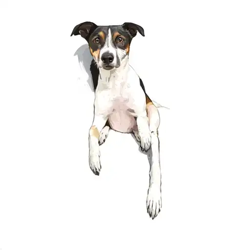 A Dog Laying On A Bed