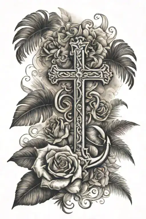 Cross Rose Anchor Palm Tree Smoke Letter R