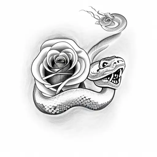 Snake With Rose Coming Out Of Mouth