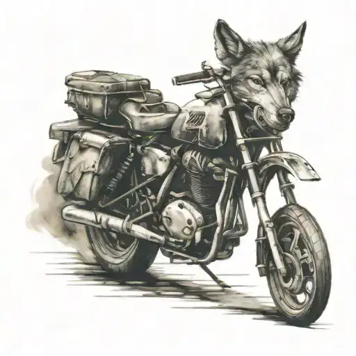 Wolf Road And Truck Motorcycle