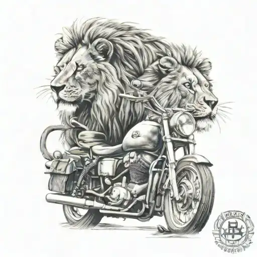 Lion And Motor Bike