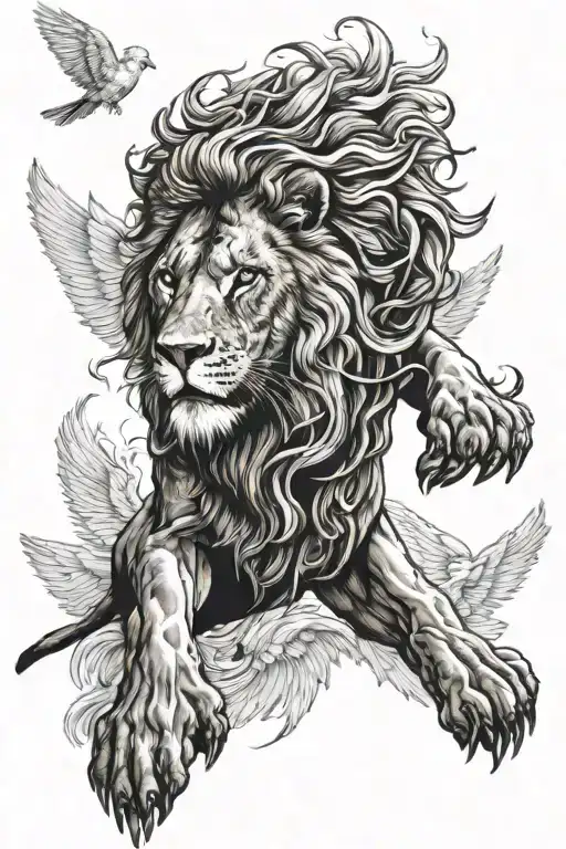 Lion With Angels Flying