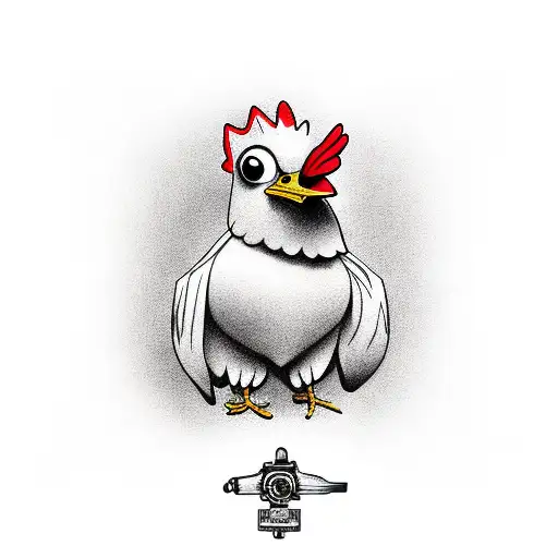 Cartoon Chicken With Gun