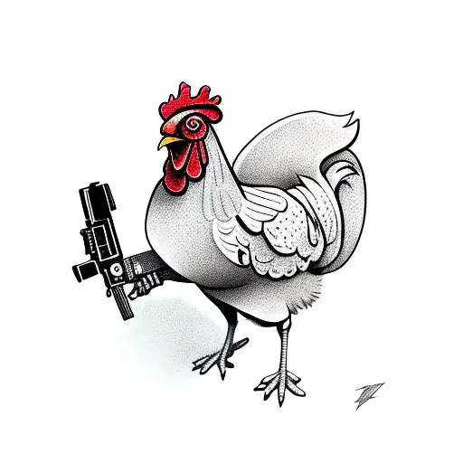 Cartoon Chicken With Gun