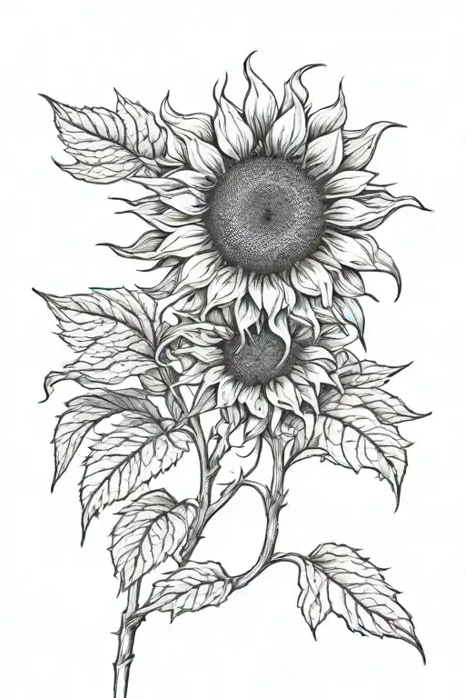 Realistic Sunflower With Stem Curving Around Spelling