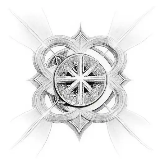 Christian Cross With Angels Surrounding And Christian Things Filling In