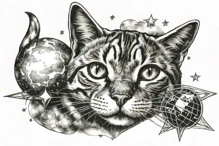 Cat And Star And Planet Mars Constellation