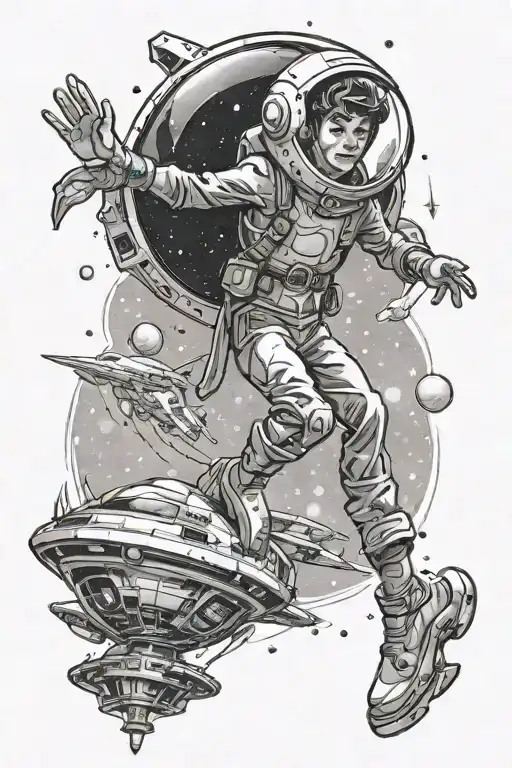 Elf Being Abducted By Spaceship With Galaxy Style Background