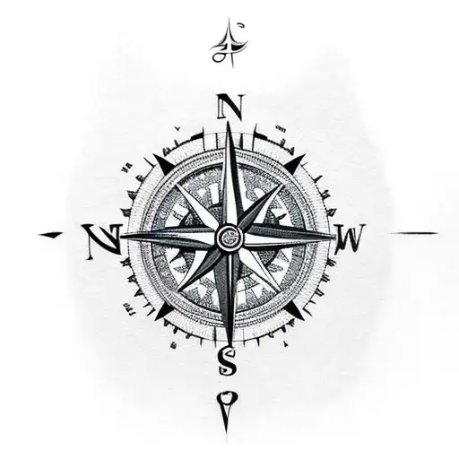 Compass With Mountain And Forest