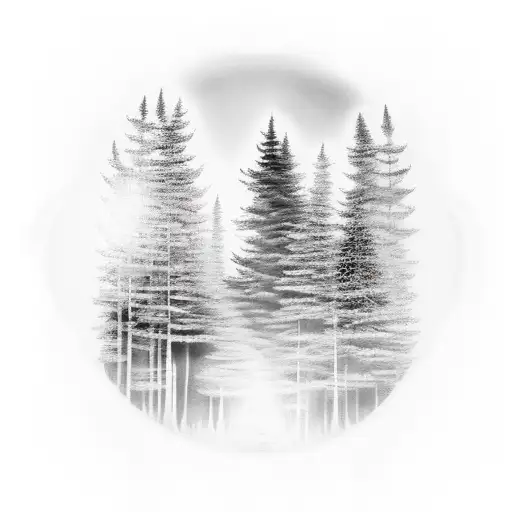 A Serene Forest Landscape With Rays Of Sunlight Filtering Through The Trees